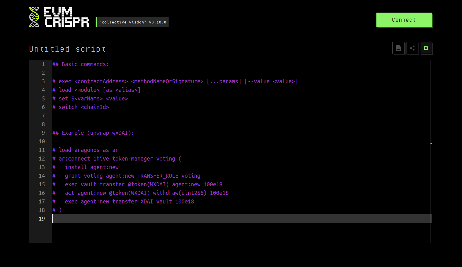 example EVMcrispr terminal